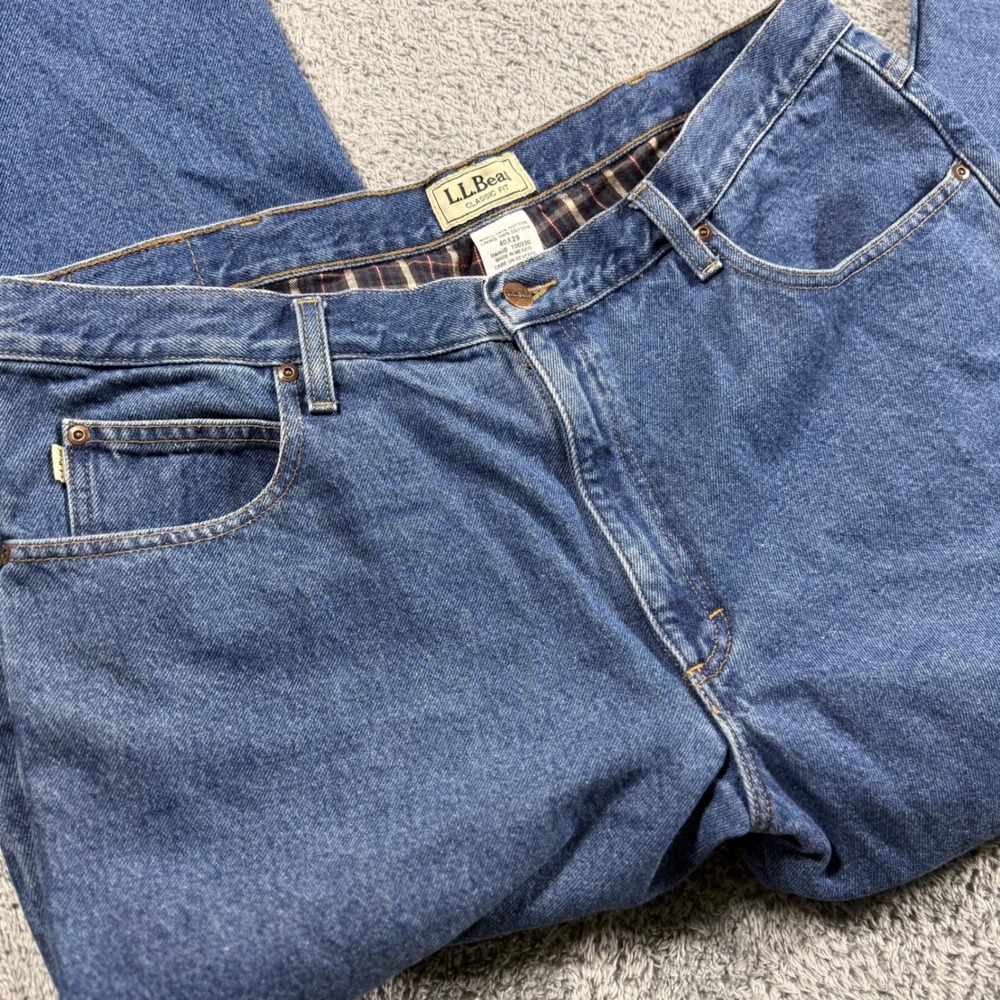 Vintage LLBean‎ Classic Fit Flannel Lined Jeans Thick Workwear Size 40x29